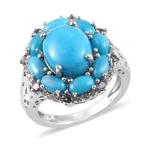 Sleeping Beauty Turquoise Ring with (8) Tanzanite and (24) Zircon Stones